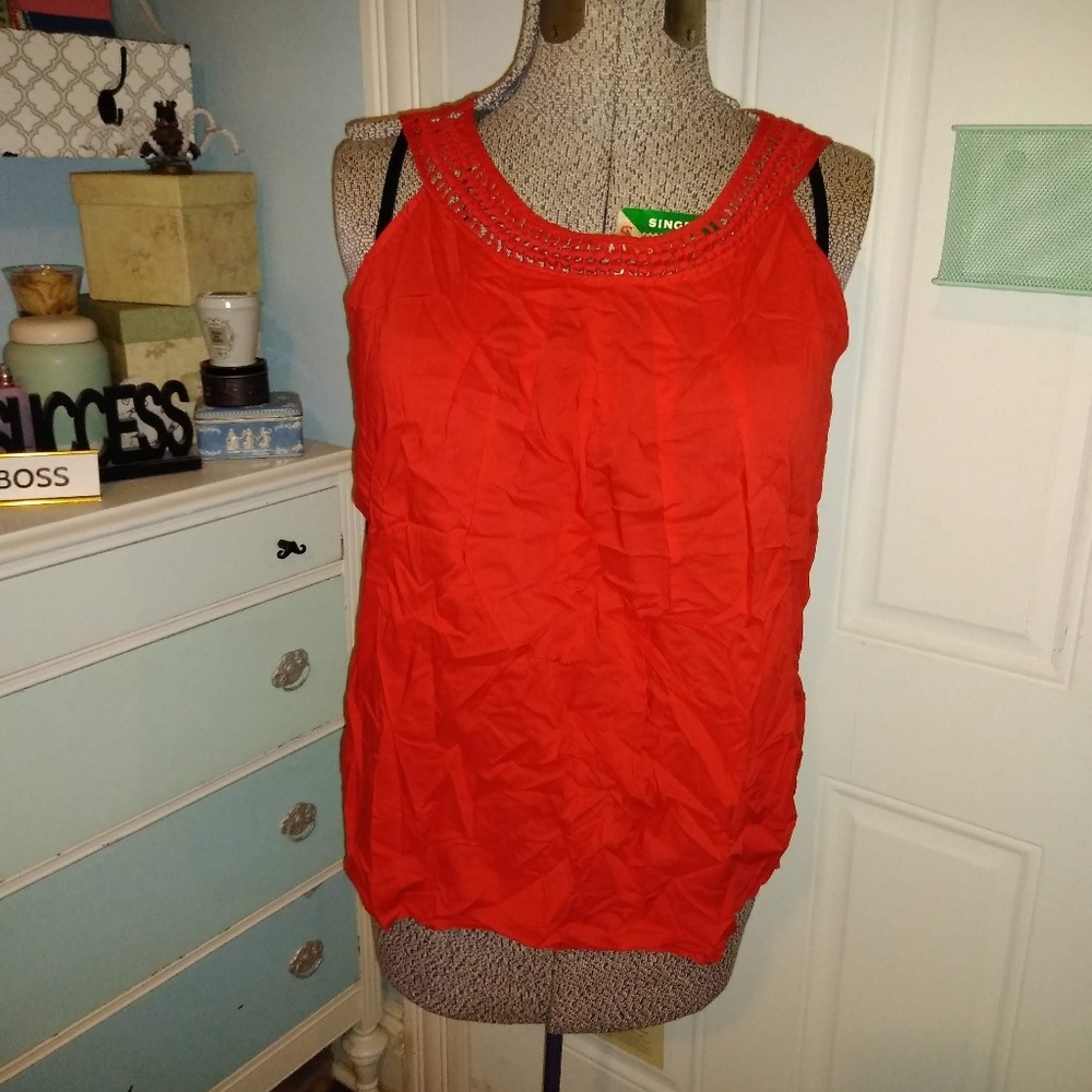 Loft, XL, red, sleeveless, blouse.